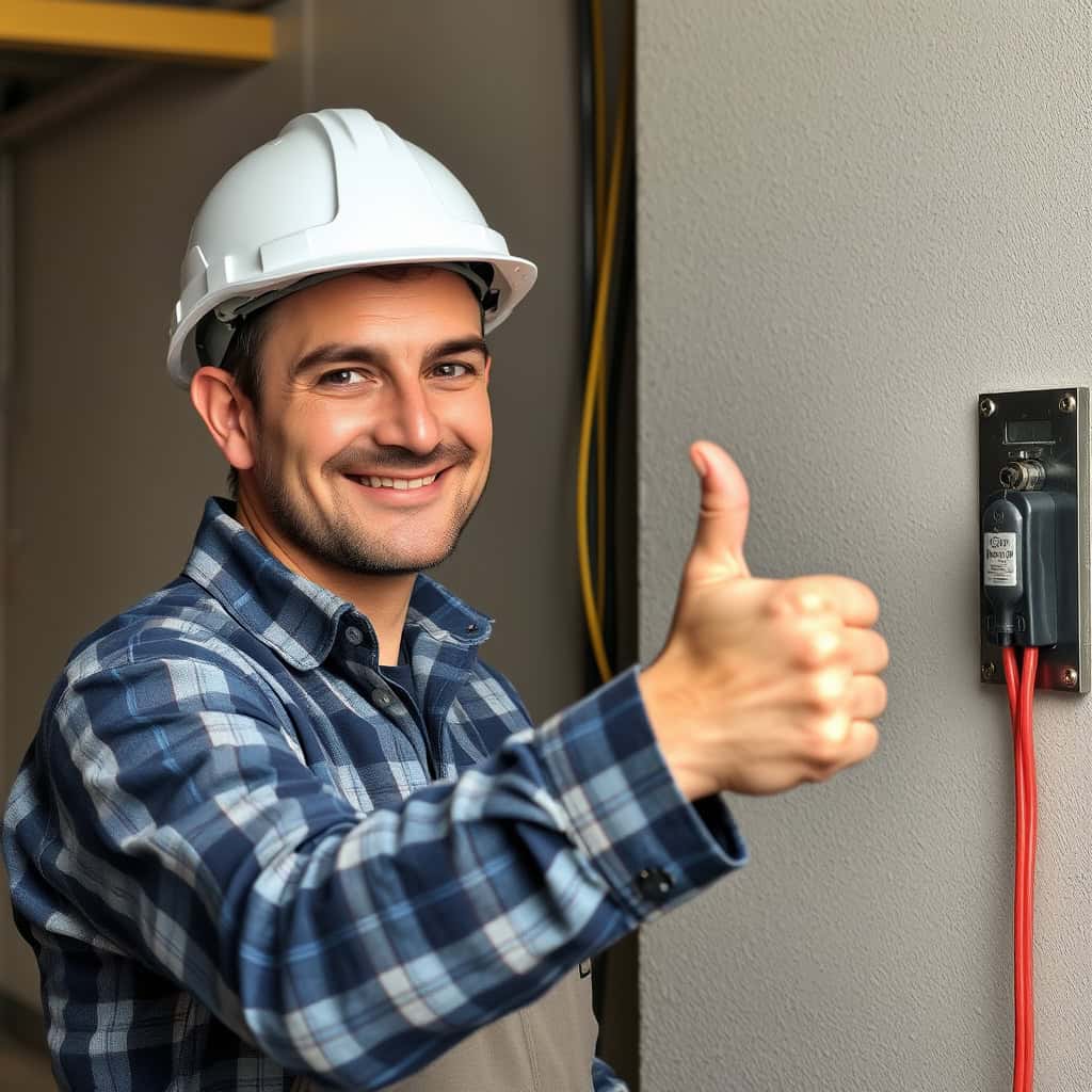 electrician giving the thumbs up for phenolic electrical labels