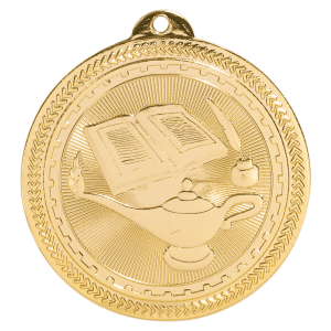 2" Lamp of Knowledge Laserable BriteLazer Medal