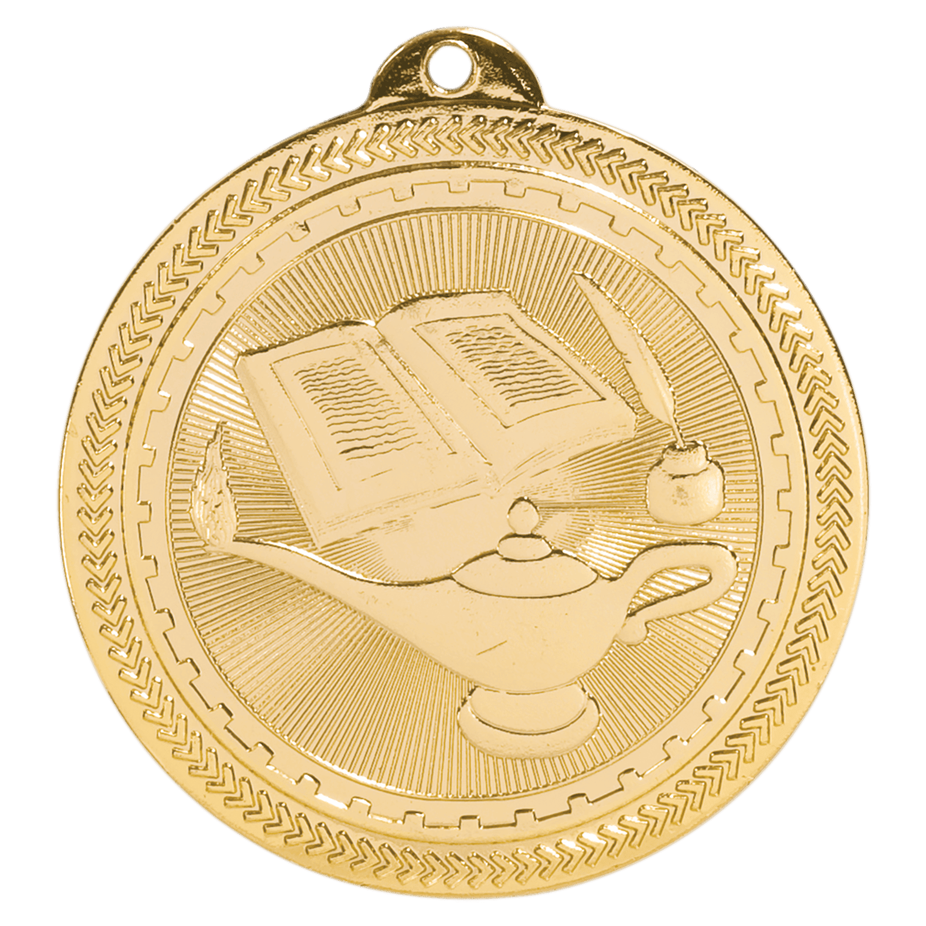 2" Lamp of Knowledge Laserable BriteLazer Medal