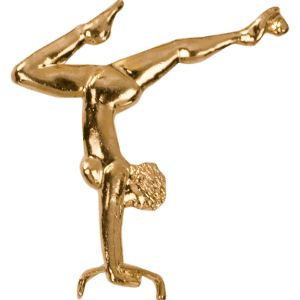 Gold Female Gymnast Metal Chenille Letter Insignia