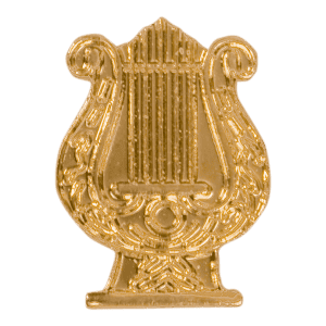 Gold Music Lyre Metal Chenille Letter Insignia