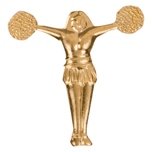 Gold Pom Pom Girl Metal Chenille Letter Insignia