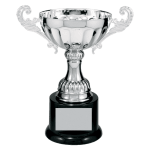 7 1/2" Completed Metal Cup Trophy on Plastic Base