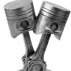 7" Antique Silver Piston Resin