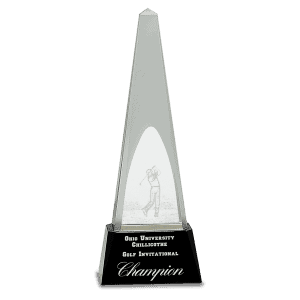 10 1/4" Clear Crystal 3D Golf Spire on Black Pedestal Base