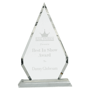 10 3/4" Crystal Diamond on Clear Pedestal Base