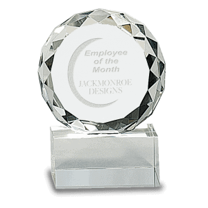 4" Round Facet Crystal on Clear Pedestal Base