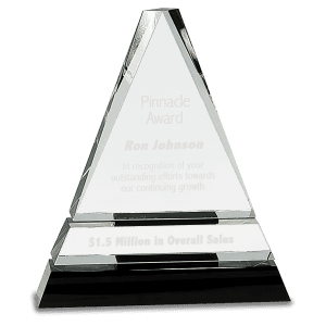 7 3/4" Clear Crystal Triangle on Black Crystal Pedestal Base