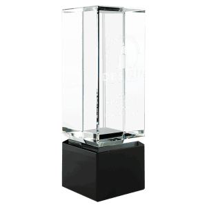 2 1/4" x 7" Clear Crystal Block on Black Crystal Base
