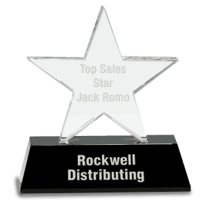 6 3/4" Clear Crystal Star on Black Pedestal Base