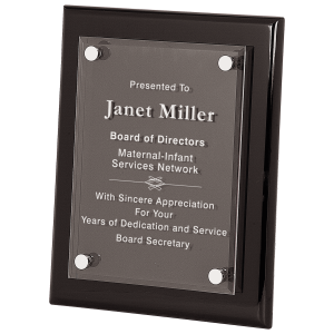 8" x 10" Black Piano Finish Floating Acrylic Plaqueue
