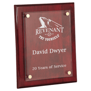 10 1/2" x 13" Rosewood Piano Finish Floating Glass Plaque