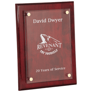 9" x 12" Rosewood Piano Finish Floating Glass Plaque