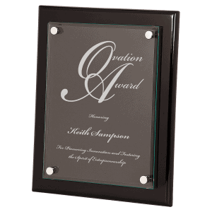 10 1/2" x 13" Black Piano Finish Floating Glass Plaque