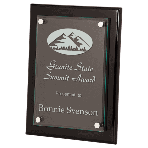 9" x 12" Black Piano Finish Floating Glass Plaque