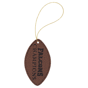 Football Laserable Leatherette Ornament with Gold String