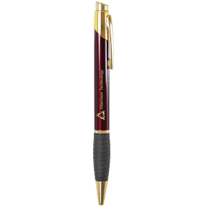 Gloss Burgundy Brass Ballpoint Pen with Gripper