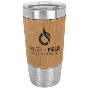 Polar Camel 20 oz. Bamboo Laserable Leatherette Polar Camel Tumbler with Clear Lid