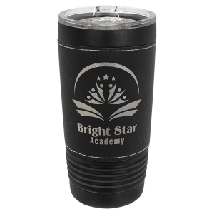 Polar Camel 20 oz. Black with Leatherette Tumbler with Slider Lid