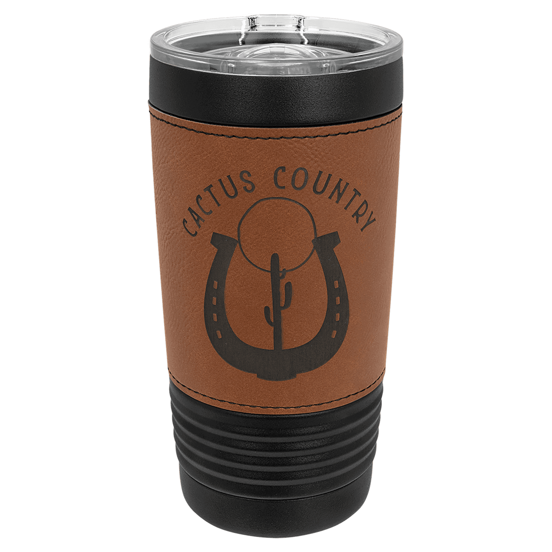 Polar Camel 20 oz. Black with Leatherette Tumbler with Slider Lid