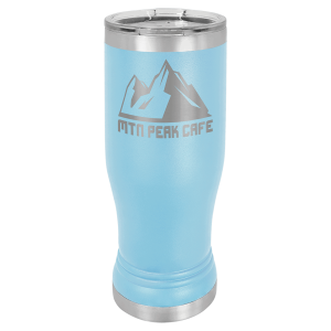 Light Blue 14oz. Polar Camel Pilsner with Clear Lid