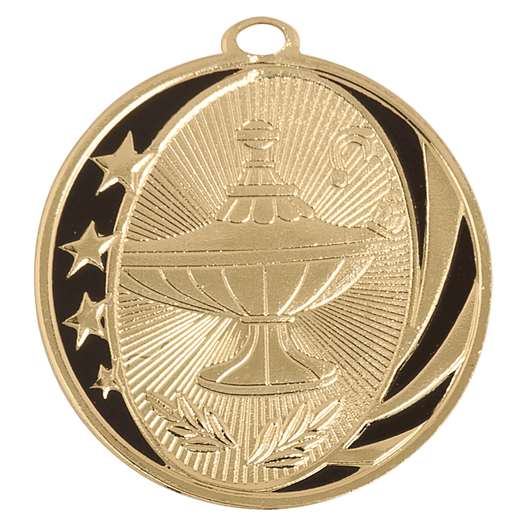 2" Lamp of Knowledge Laserable MidNite Star Medal