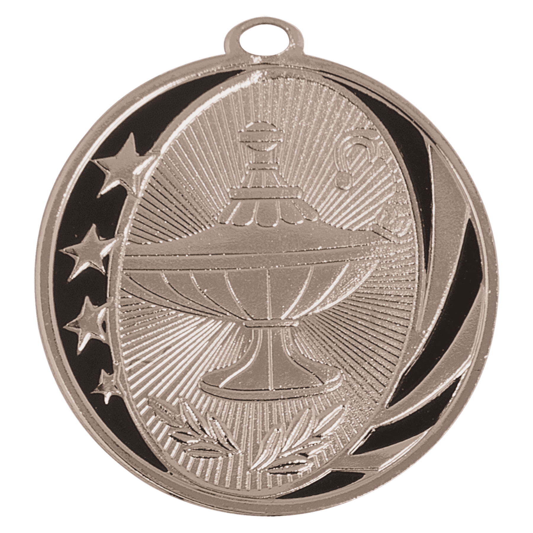2" Lamp of Knowledge Laserable MidNite Star Medal
