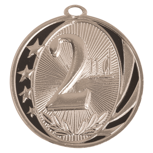 2" Bright Silver 2nd Place Laserable MidNite Star Medal