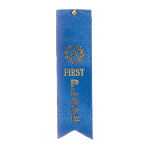Blue 1st Place Carded Ribbon with String