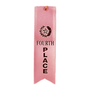 Pink 4th Place Carded Ribbon with String