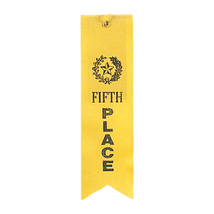 Yellow 5th Place Carded Ribbon with String