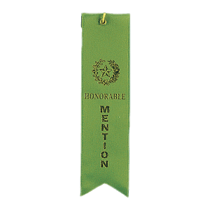 Honorable Mention Green Carded Ribbon with String