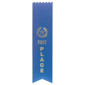 Blue 1st Place Pinked Top Ribbon
