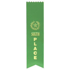 Green 6th Place Pinked Top Ribbon
