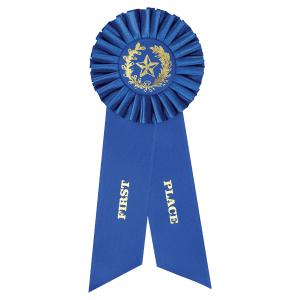 Blue 1st Place Rosette Ribbon