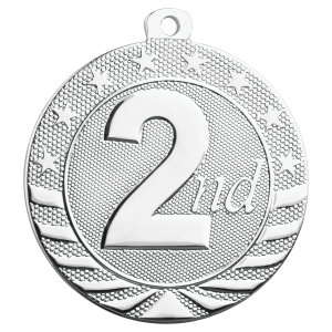 2" Bright Silver 2nd Place Starbrite Medal