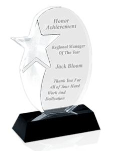 Acrylic Award - Shooting Star Design with Base