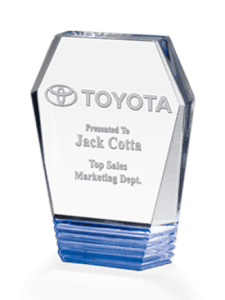 Monument Acrylic with Blue Ribbed Base - Award