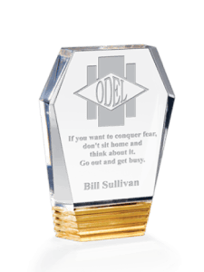 Monument Acrylic with Gold Ribbed Base - Award