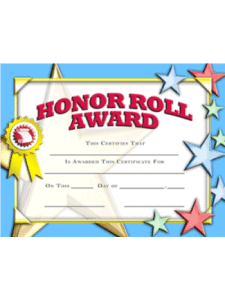 Honor roll Award Fillable Certificate Pack - (Pack of 20)