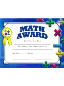 Math Award Fillable Certificate Pack - (Pack of 20)