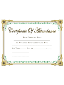 Academic  Certificate - Attendance - 25 Pack