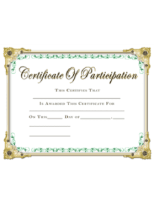 Academic Certificate - Scholastic Participation