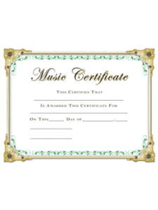 Academic Certificate - Music - 8.5" x 11