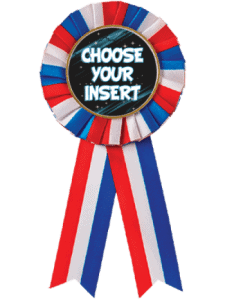 Ribbon Insert Rosette - White/Blue - 25 pack