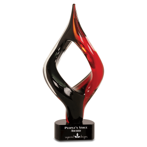 13 1/4" Red & Black Twist Art Glass