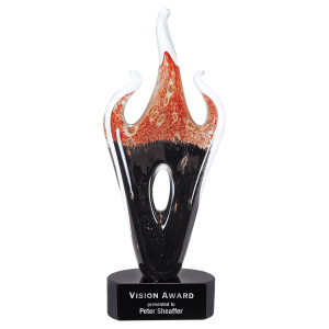 16" Red & Black Flame Art Glass