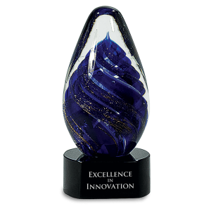 6 1/2" Blue Tear Drop Art Glass
