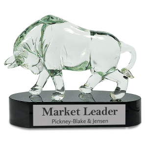 7 1/2" Clear Art Glass Bull