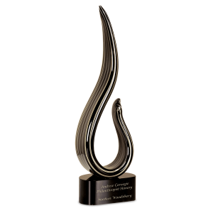 15" Black & Gold Curve Art Glass